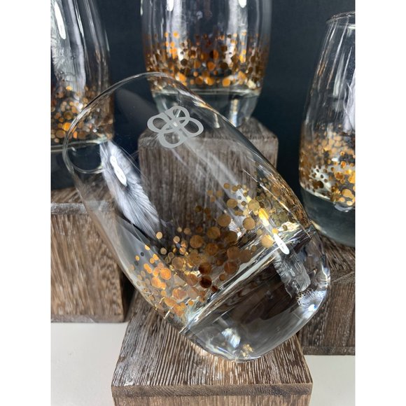 Vintage Baileys Irish Cream Gold Dot Confetti Low Ball Rocks Glasses. - Picture 6 of 7